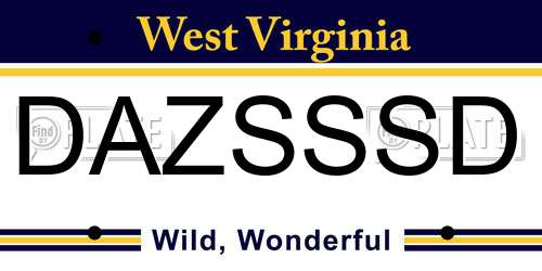 DAZSSSD West Virginia License Plate