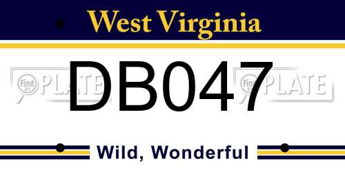 DB047 West Virginia License Plate