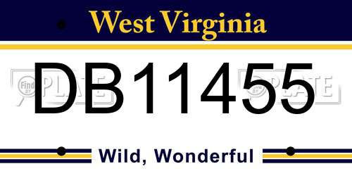 DB11455 West Virginia License Plate