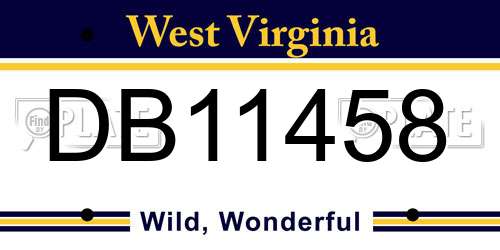 DB11458 West Virginia License Plate