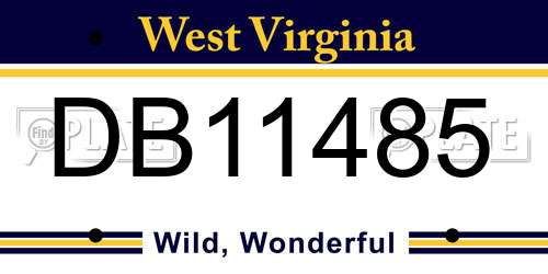 DB11485 West Virginia License Plate