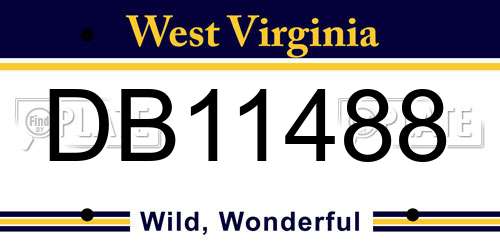 DB11488 West Virginia License Plate