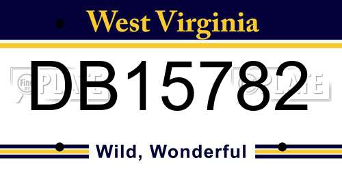DB15782 West Virginia License Plate