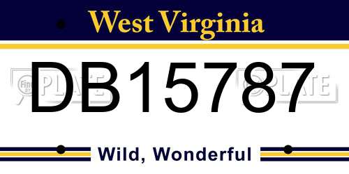 DB15787 West Virginia License Plate