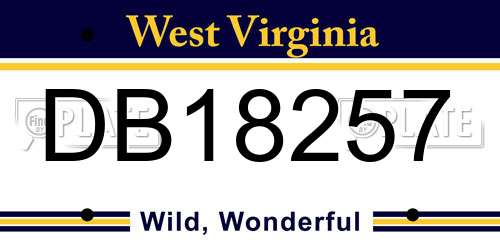 DB18257 West Virginia License Plate