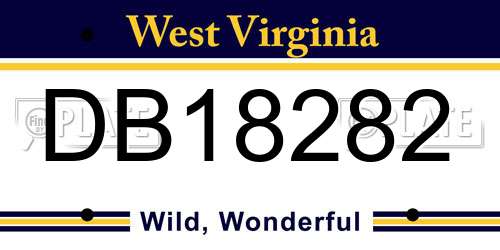 DB18282 West Virginia License Plate