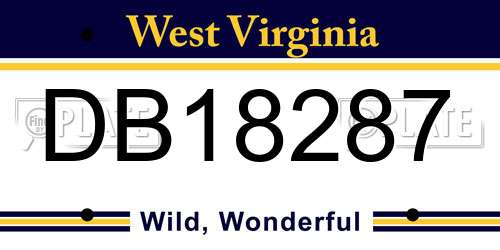 DB18287 West Virginia License Plate