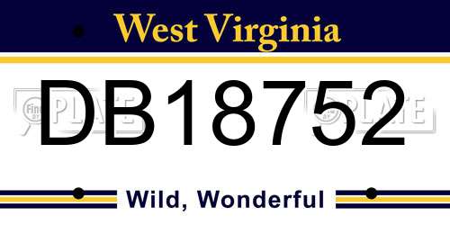 DB18752 West Virginia License Plate