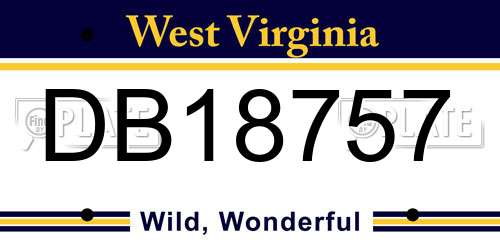 DB18757 West Virginia License Plate