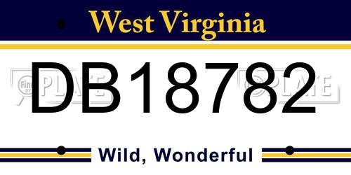 DB18782 West Virginia License Plate