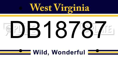 DB18787 West Virginia License Plate