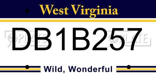 DB1B257 West Virginia License Plate