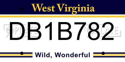 DB1B782 West Virginia License Plate