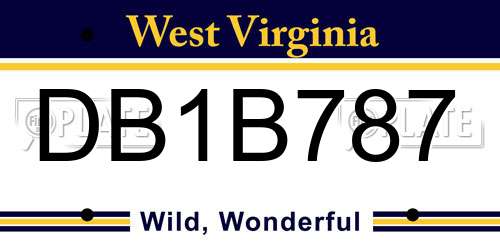 DB1B787 West Virginia License Plate