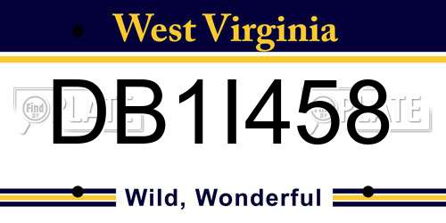 DB1I458 West Virginia License Plate