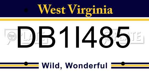 DB1I485 West Virginia License Plate