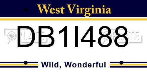 DB1I488 West Virginia License Plate