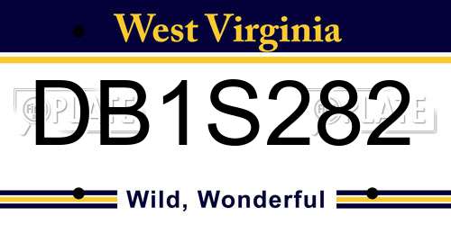 DB1S282 West Virginia License Plate