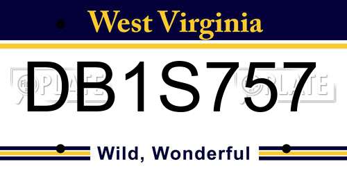 DB1S757 West Virginia License Plate