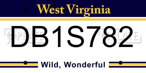 DB1S782 West Virginia License Plate