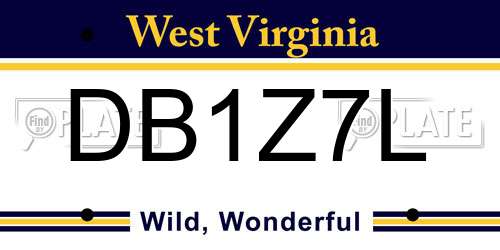 DB1Z7L West Virginia License Plate