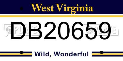 DB20659 West Virginia License Plate