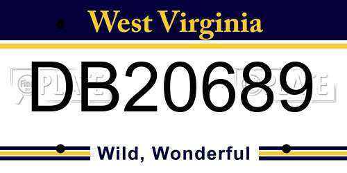 DB20689 West Virginia License Plate