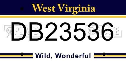 DB23536 West Virginia License Plate