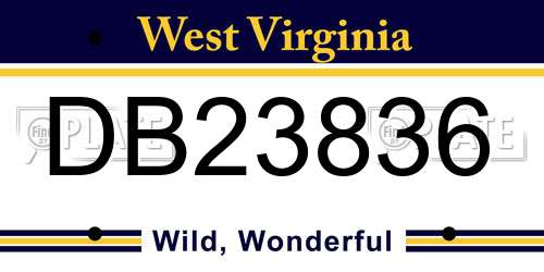 DB23836 West Virginia License Plate