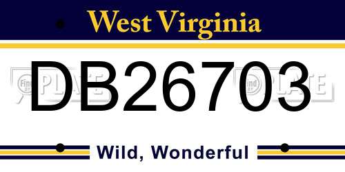 DB26703 West Virginia License Plate