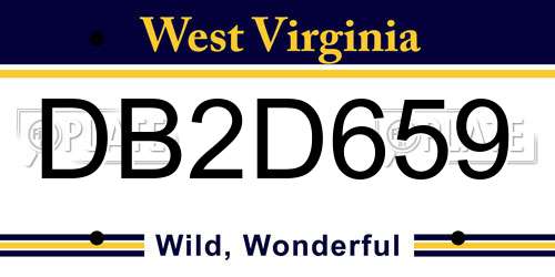 DB2D659 West Virginia License Plate