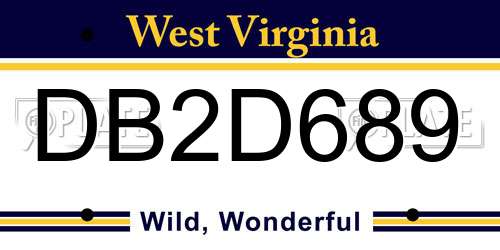 DB2D689 West Virginia License Plate
