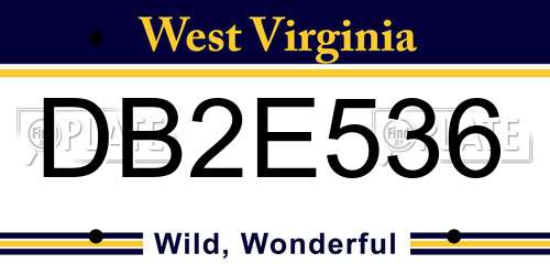DB2E536 West Virginia License Plate