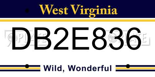 DB2E836 West Virginia License Plate