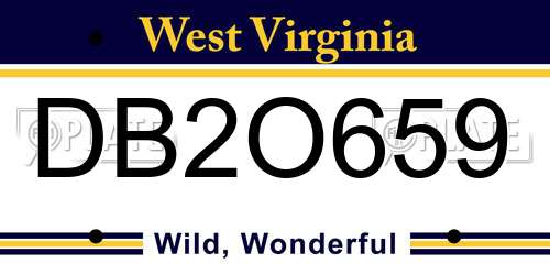 DB2O659 West Virginia License Plate