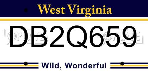 DB2Q659 West Virginia License Plate
