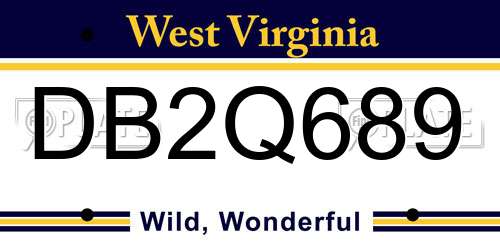 DB2Q689 West Virginia License Plate