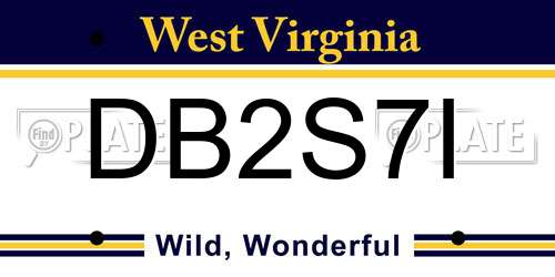 DB2S7I West Virginia License Plate