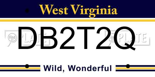 DB2T2Q West Virginia License Plate