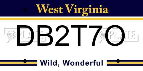 DB2T7O West Virginia License Plate