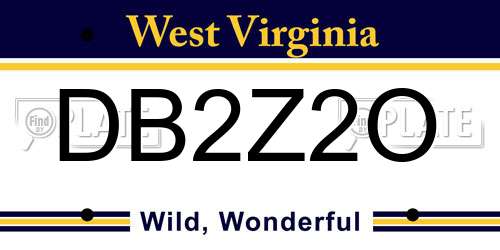 DB2Z2O West Virginia License Plate
