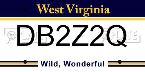 DB2Z2Q West Virginia License Plate