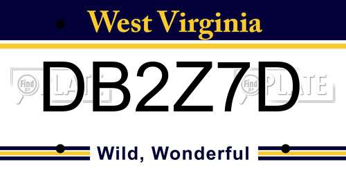 DB2Z7D West Virginia License Plate