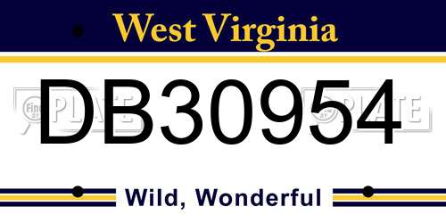DB30954 West Virginia License Plate