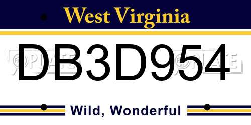 DB3D954 West Virginia License Plate