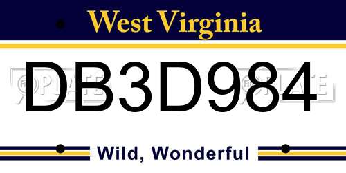 DB3D984 West Virginia License Plate
