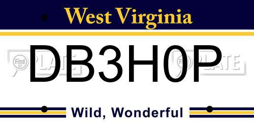 DB3H0P West Virginia License Plate