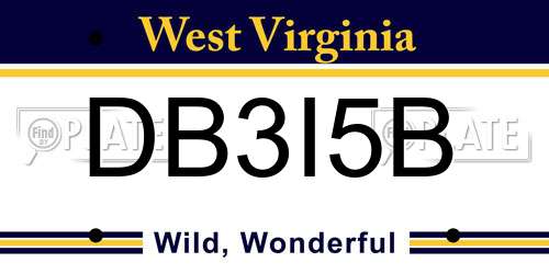 DB3I5B West Virginia License Plate