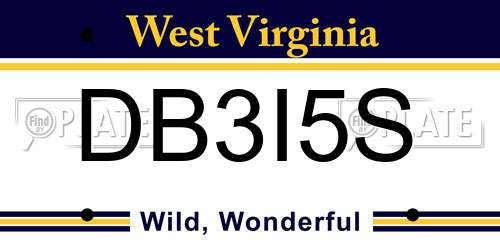 DB3I5S West Virginia License Plate