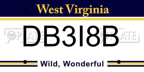 DB3I8B West Virginia License Plate